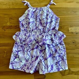 NWT JANIE AND JACK Purple Palm Tropical Romper Shorts